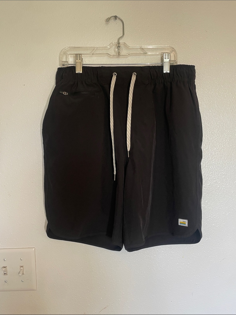 Vuori Black Athletic Shorts with White Drawstring